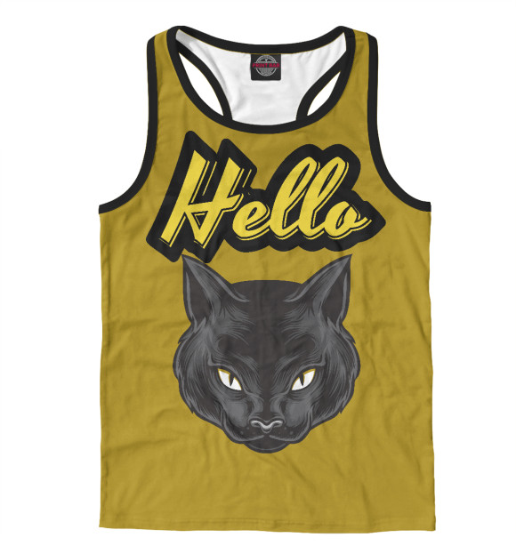 Мужская майка-борцовка с изображением Хэло Кити цвета Белый