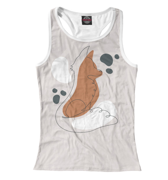 Женская майка-борцовка с изображением Лисенок цвета Белый