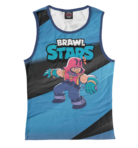 Женская майка с притом GROM ГРОМ BRAWL STARS цвета Белый Женская майка с изображением GROM ГРОМ BRAWL STARS цвета Белый