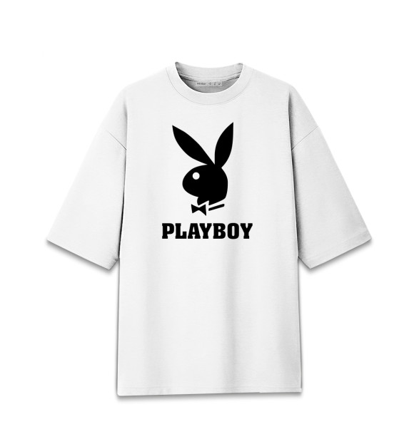 Мужская футболка оверсайз с изображением PLAYBOY цвета Белый