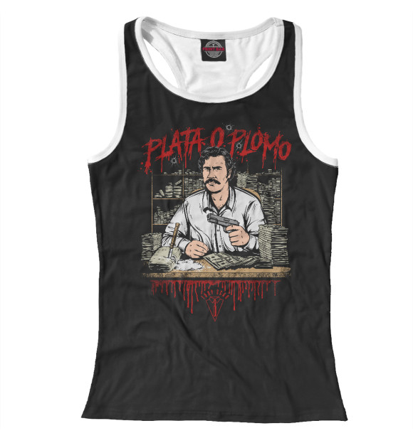 Женская майка-борцовка с изображением Пабло Эскобар цвета Белый