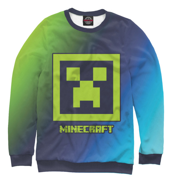Свитшот для девочек с изображением Minecraft - Крипер цвета Белый