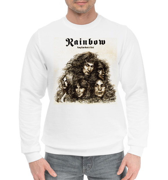Мужской хлопковый свитшот с изображением Rainbow цвета Белый