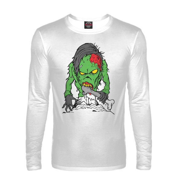 Мужской лонгслив с изображением Ходячие мертвецы Зомби цвета Белый