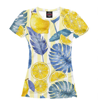 Женская футболка Монстера и лимоны