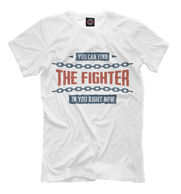 Мужская футболка с изображением THE FIGHTER цвета Белый