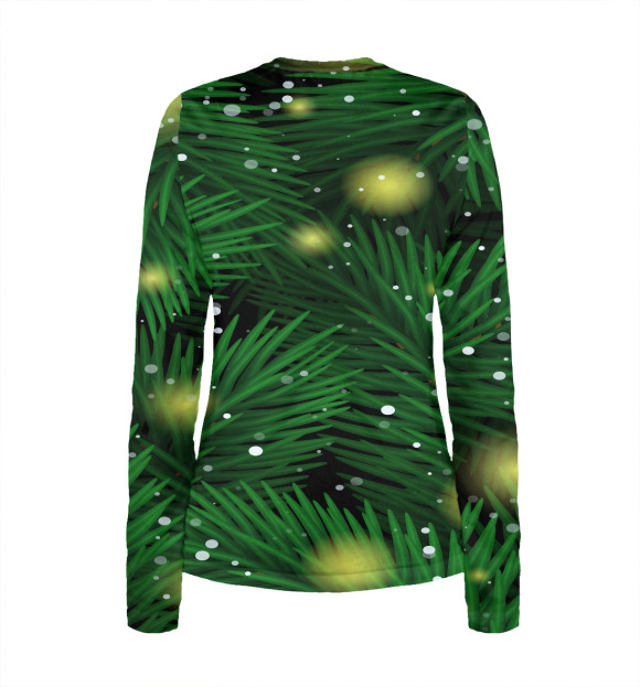 Женский лонгслив с изображением Новогодняя ёлка цвета Белый