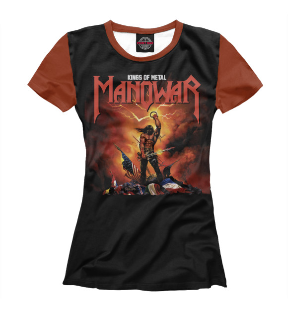 Футболка для девочек с изображением Manowar цвета Белый