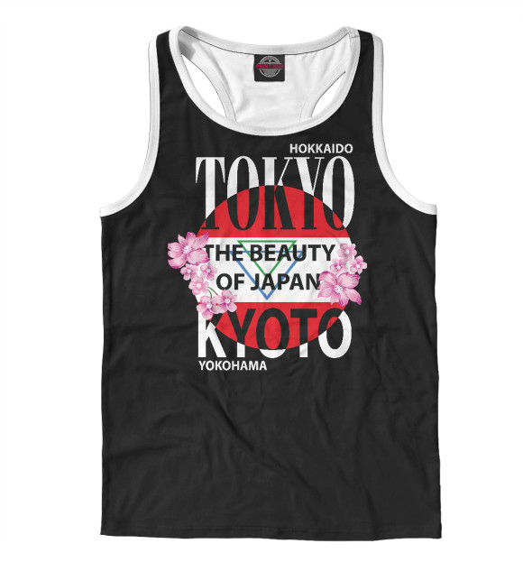 Мужская майка-борцовка с изображением Токио Япония цвета Белый