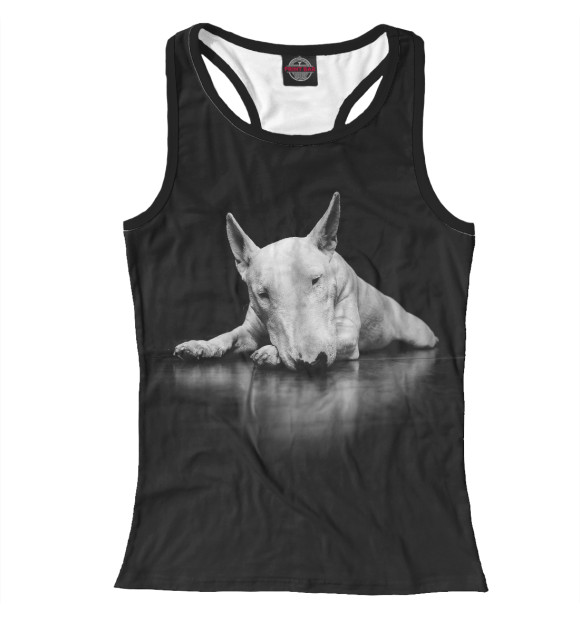 Женская майка-борцовка с изображением Бультерьер цвета Белый