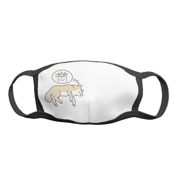 Маска тканевая с изображением Сиба-ину цвета Белый