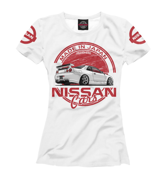 Женская футболка с изображением Nissan цвета Белый
