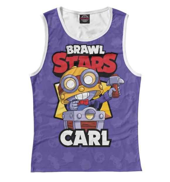 Женская майка с изображением Brawl stars Carl цвета Белый