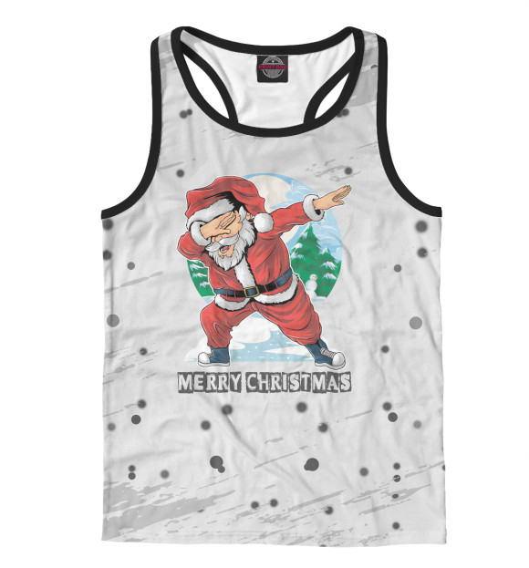 Мужская майка-борцовка с изображением Merry Christmas Santa Dabbi цвета Белый