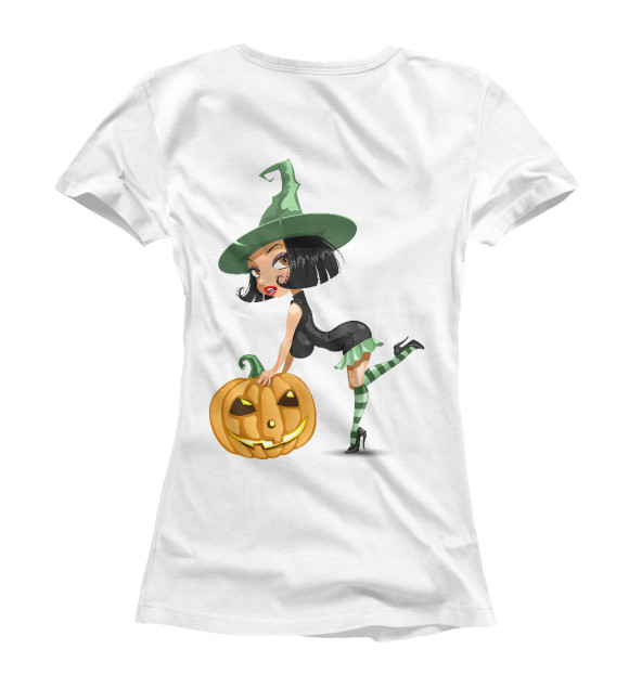 Женская футболка с изображением Girl with pumpkin цвета Белый