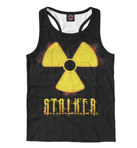 Мужская майка-борцовка с притом S.T.A.L.K.E.R. цвета Белый Мужская майка-борцовка с изображением S.T.A.L.K.E.R. цвета Белый