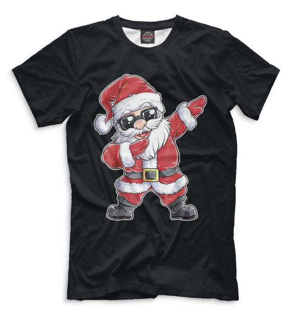 Мужская футболка с изображением Санта dab цвета Белый
