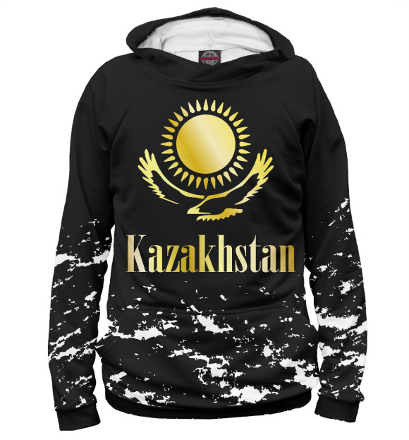 Мужское худи с изображением Kazakhstan цвета Белый