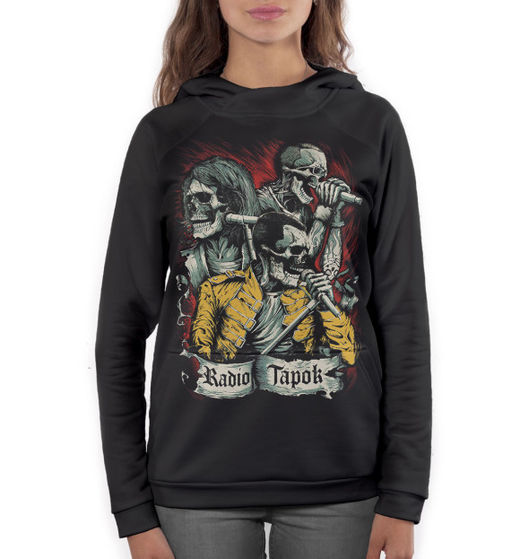 Женское худи с изображением RADIO TAPOK цвета Белый