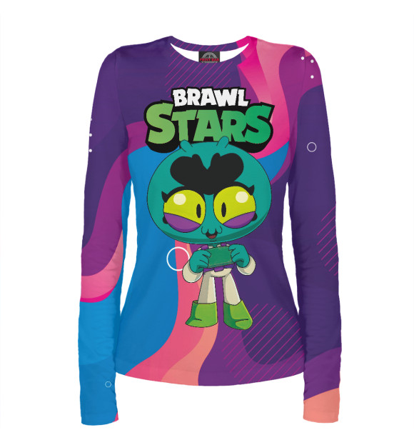 Женский лонгслив с притом Ева BrawlStars Eve цвета Белый Женский лонгслив с изображением Ева BrawlStars Eve цвета Белый