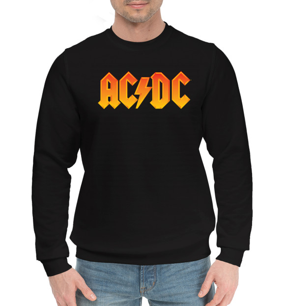 Мужской хлопковый свитшот с изображением AC/DC цвета Черный