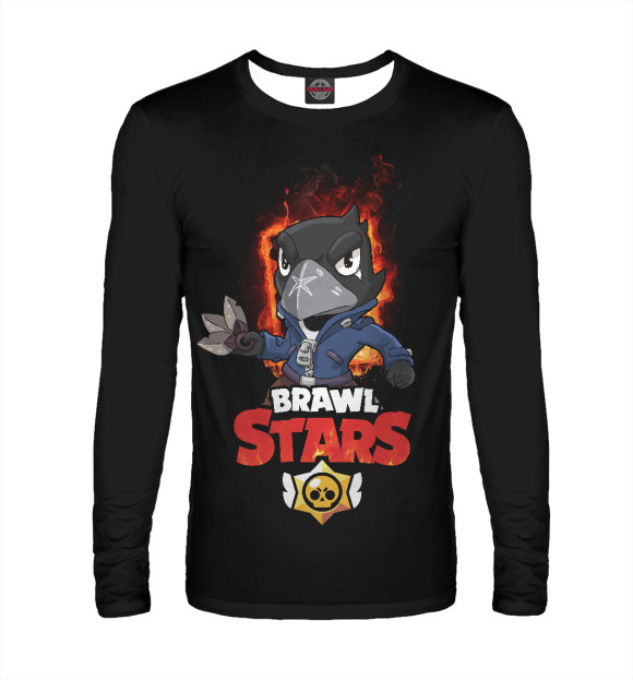 Мужской лонгслив с притом Crow Brawl Stars цвета Белый Мужской лонгслив с изображением Crow Brawl Stars цвета Белый