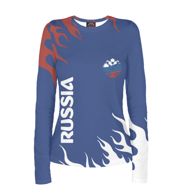 Женский лонгслив с изображением RUSSIA цвета Белый