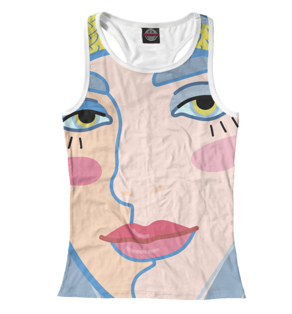 Женская майка-борцовка с изображением Женское лицо с яркими губами цвета Белый