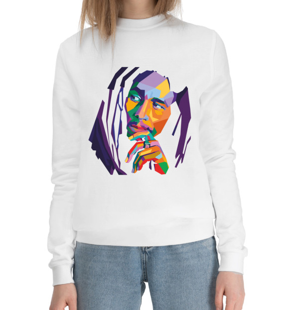 Женский хлопковый свитшот с изображением Bob Marley цвета Белый