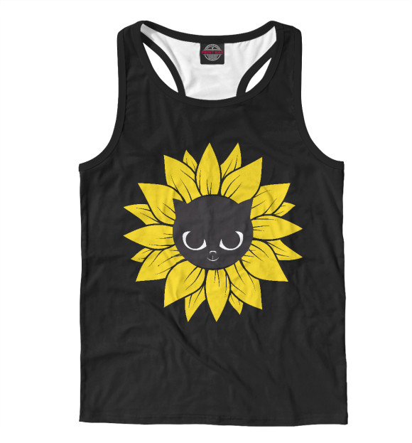 Мужская майка-борцовка с изображением Sunny Cat цвета Белый