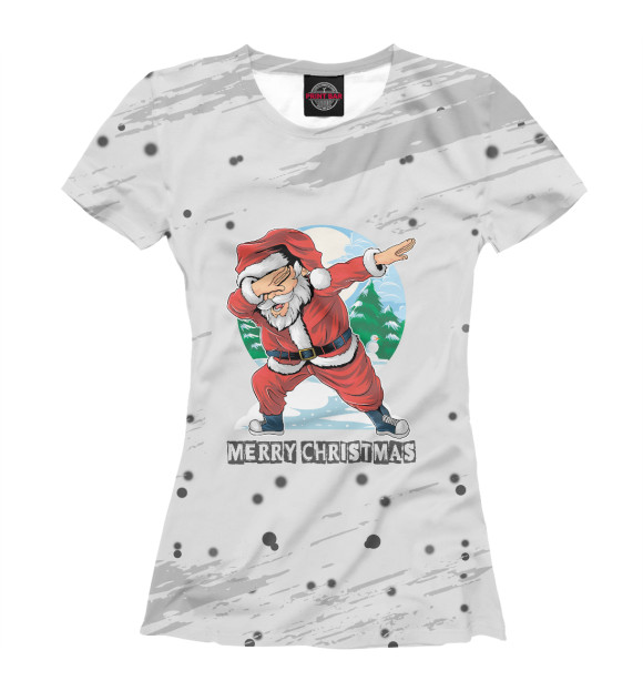 Футболка для девочек с изображением Merry Christmas Santa Dabbi цвета Белый
