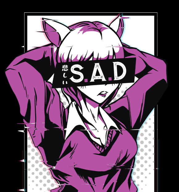 Женская футболка с изображением Anime Sad Girl цвета Белый