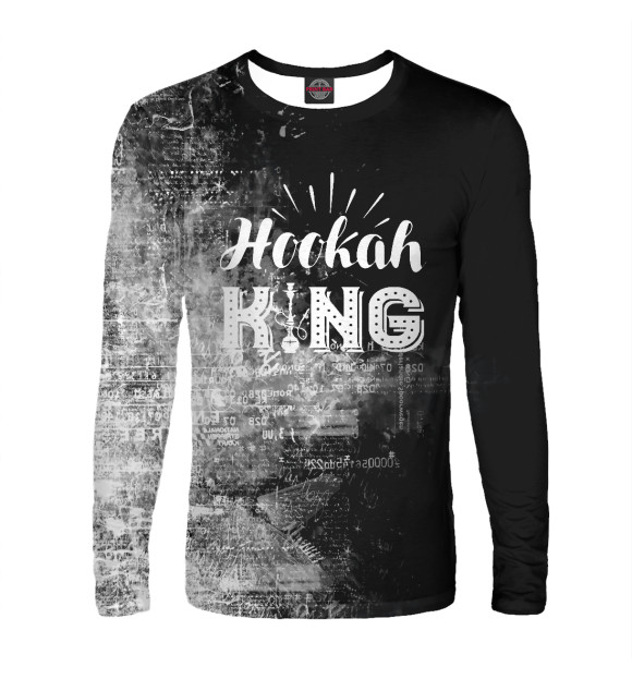 Мужской лонгслив с изображением Hookahs king цвета Белый