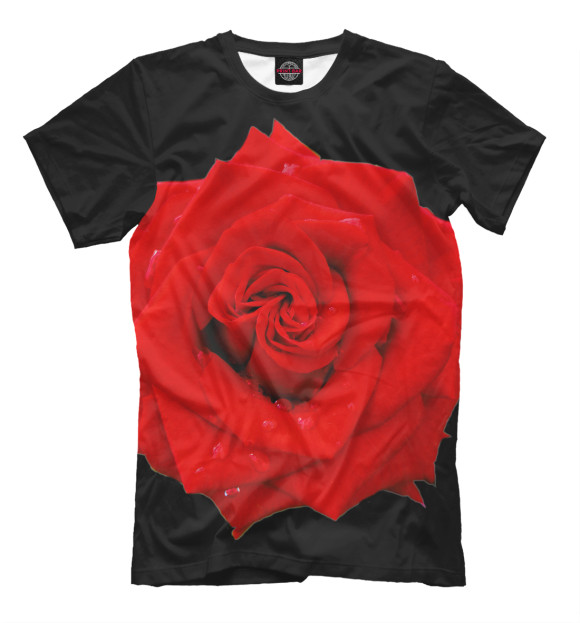 Мужская футболка с изображением Роза на черном цвета Белый
