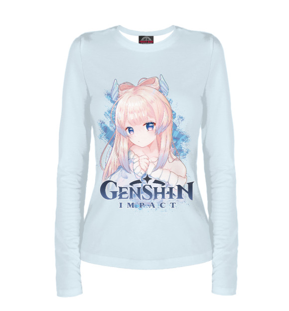 Женский лонгслив с изображением Кокоми Genshin цвета Белый