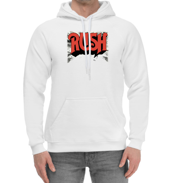 Мужской хлопковый худи с изображением Rush цвета Белый