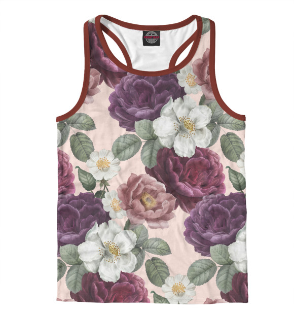 Мужская майка-борцовка с изображением Живописные Розы цвета Белый