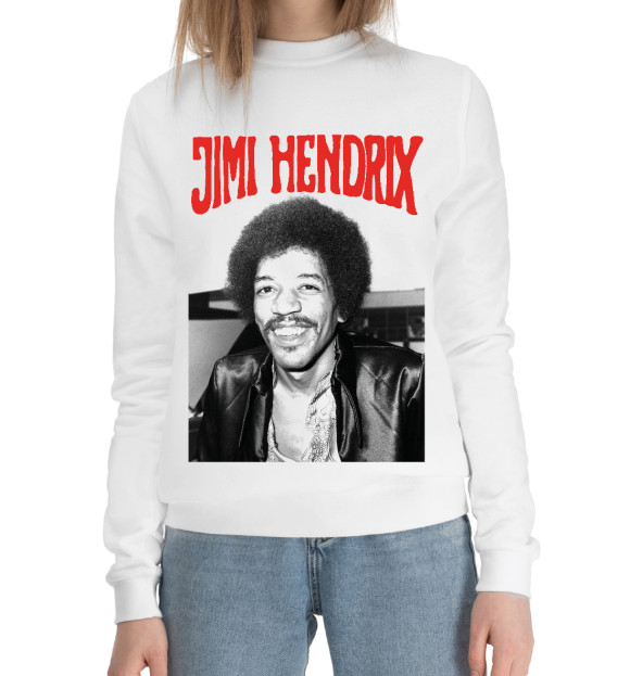 Женский хлопковый свитшот с изображением Jimi hendrix цвета Белый