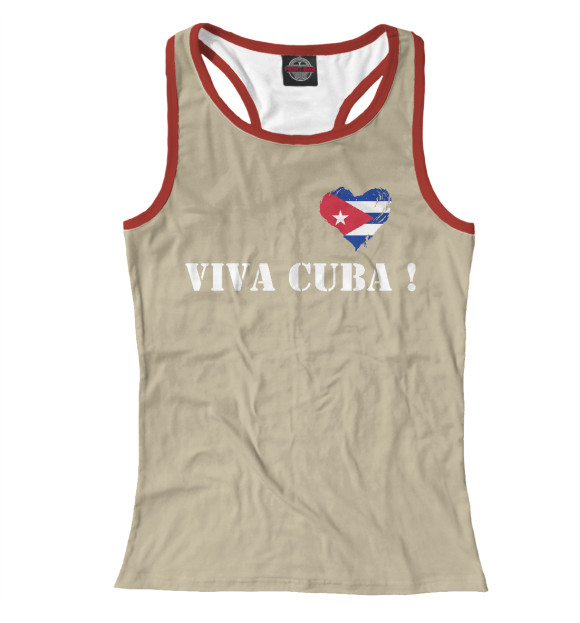 Женская майка-борцовка с изображением Viva Cuba! цвета Белый