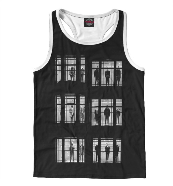 Мужская майка-борцовка с изображением Чужие окна цвета Белый