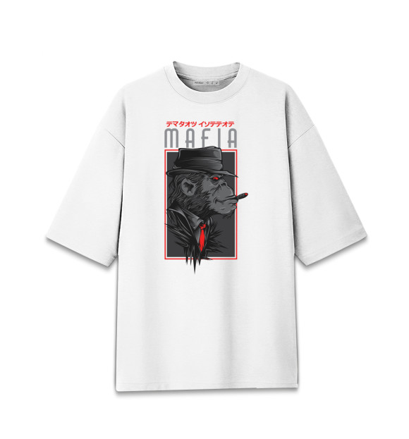 Мужская футболка оверсайз с изображением Mafia цвета Белый