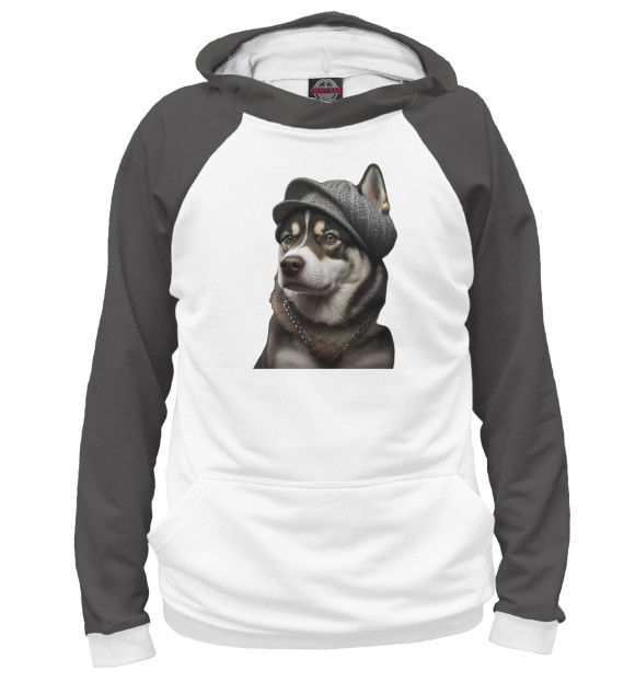 Женское худи с изображением WALK WITH HUSKY цвета Белый