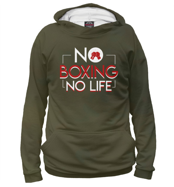 Женское худи с изображением No Boxing No Life цвета Белый