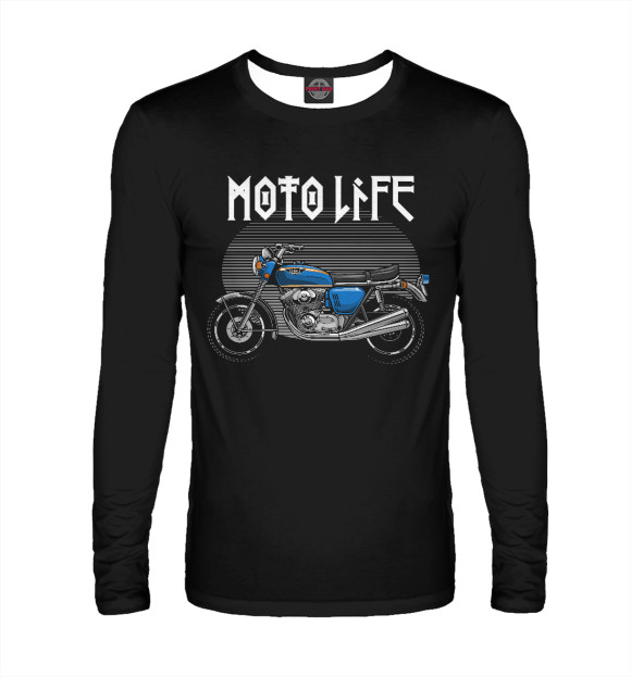 Мужской лонгслив с изображением Moto life цвета Белый