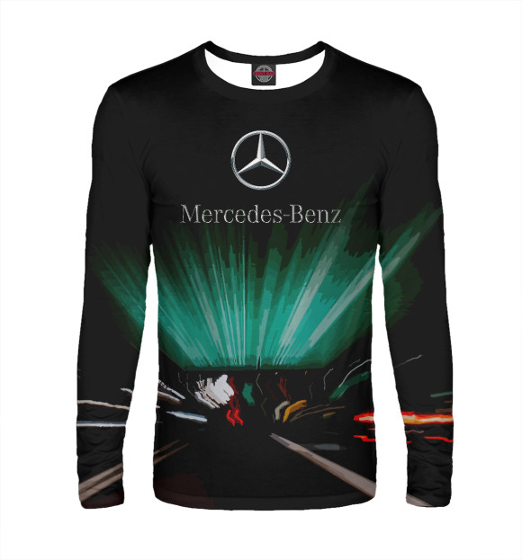 Мужской лонгслив с изображением Mersedes-Benz цвета Белый