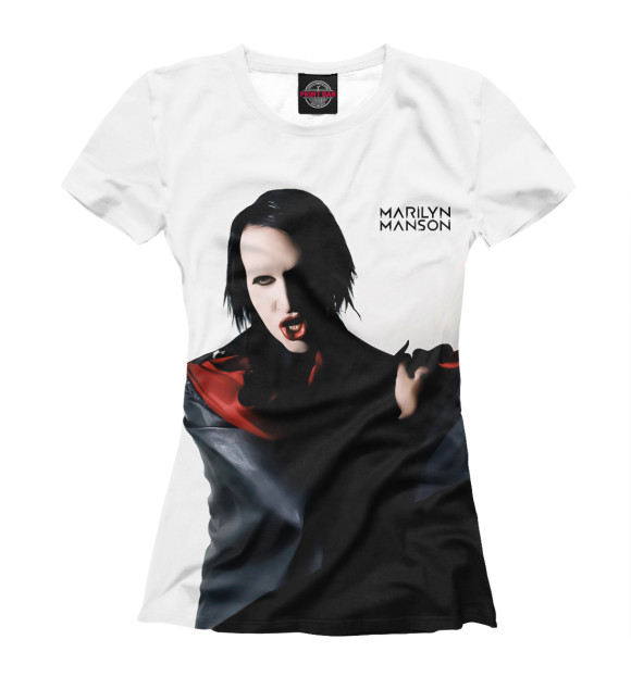 Футболка для девочек с изображением Marilyn Manson цвета Белый