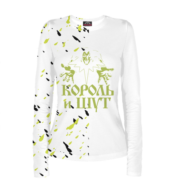 Женский лонгслив с притом Король и Шут цвета Белый Женский лонгслив с изображением Король и Шут цвета Белый