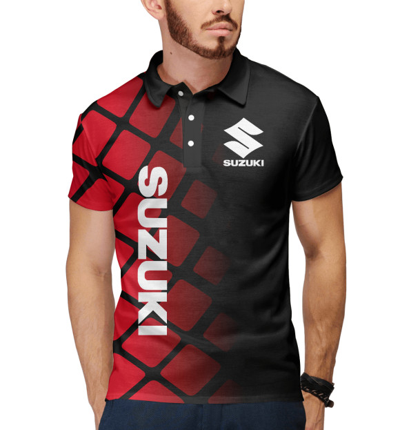 Мужское поло с изображением Suzuki Сузуки цвета Белый