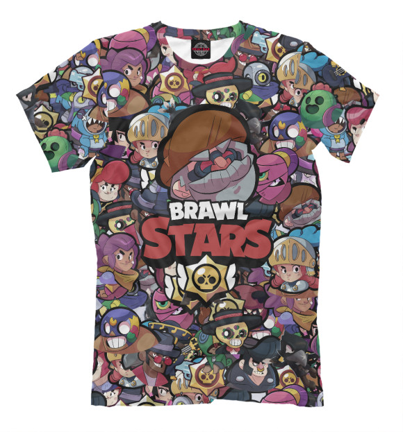 Мужская футболка с притом Brawl Stars: Dinomike цвета Белый Мужская футболка с изображением Brawl Stars: Dinomike цвета Белый