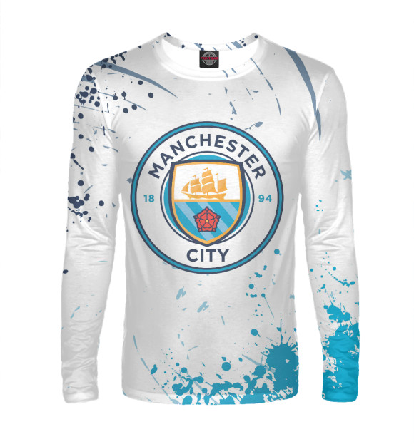 Мужской лонгслив с изображением Manchester City цвета Белый